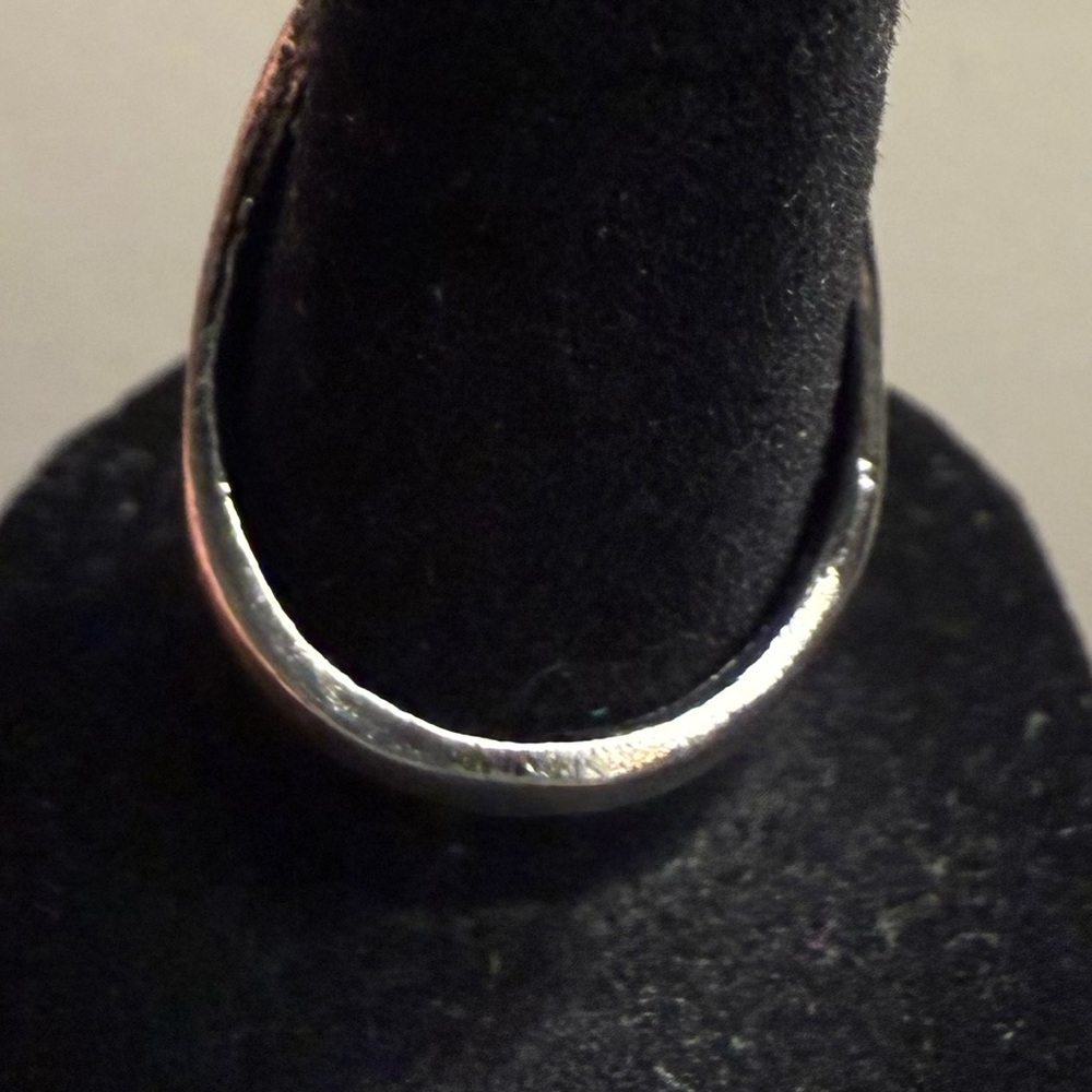 Ring - size 6.25 - silver tone stainless steel with light blue marbled stone - Picture 7 of 9